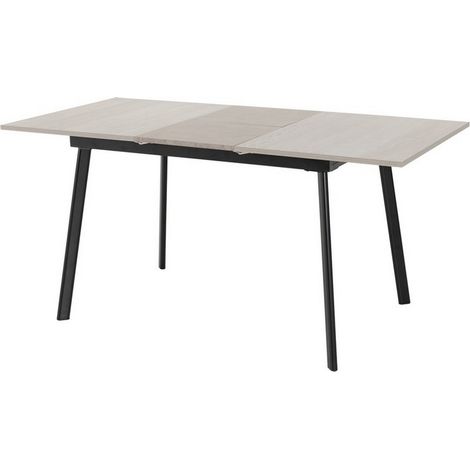Avery Extending Dining Table - L80 x W160 x H76 cm - Concrete/Grey Oak Effect/Black
