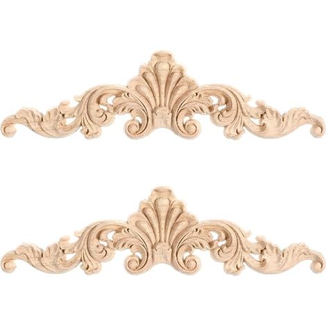Lot de 2 ornements en bois sculptés pour meubles, coin, porte, armoire, mur, décoration d'intérieur (1/5)