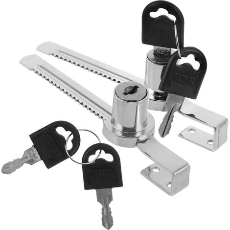 Lot de 2 serrures à clé pour portes vitrées et portes coulissantes d'a (1/5)