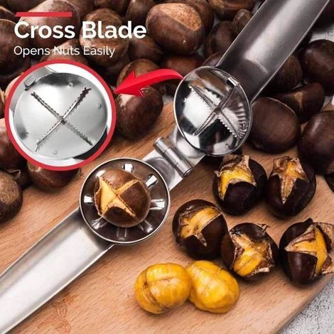 Pince a Chataigne Coupe-Châtaignes Multifonctionnel, Ouvre Chataigne en INOX, Pince Chataigne Clip Châtaignes, multicolo CASSE-NOIX (1/5)