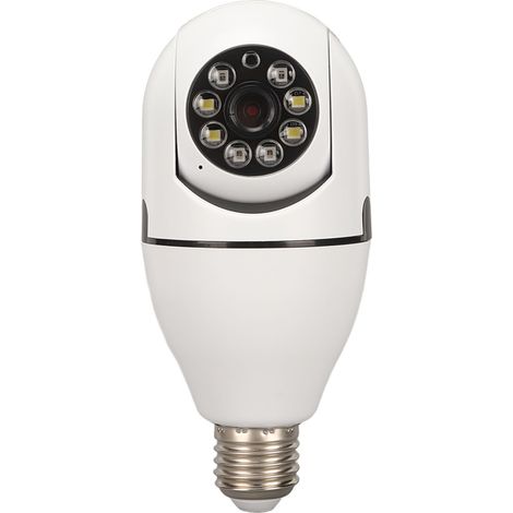 Caméra de sécurité sans fil WiFi 2,4 GHz 1080p avec détection de mouvement et alarme intégrée à une douille (110-240 V). Compatible avec les prises électriques de 110 à 240 V. (1/4)