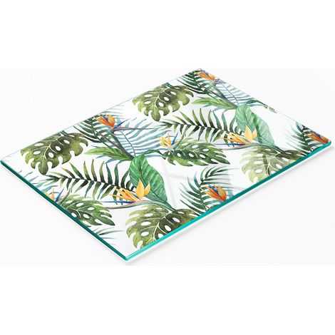 Tableau en verre élégant et résistant avec motif de fleurs tropicales 80x52 cm (1/5)