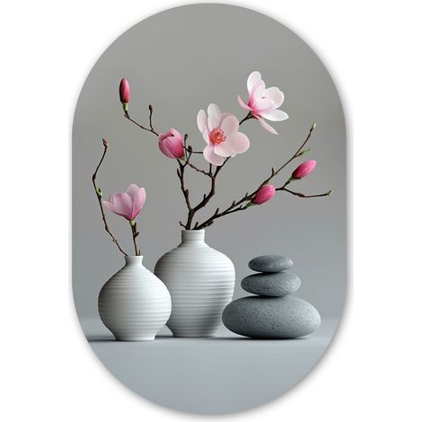 CERCHIO DA PARETE Magnolia - Fiori - Rosa - Pietre Zen 80x120 cm (1/3)