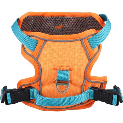 Reflektierendes, verstellbares, gepolstertes und bequemes Hundegeschirr, ideal zum Spazierengehen, Joggen und für Aktivitäten bei Nacht, orange, Größe S. (1/5)