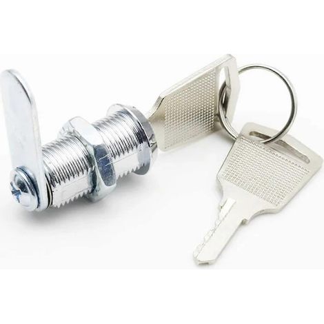 Mini-Nockenschloss aus Zinklegierung, 12 mm Durchmesser, mit 2 Schlüsseln zur Sicherung von Schubladen und Möbeln. (1/4)
