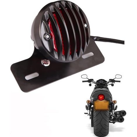 Motorcycle Tail Light Brake Light Round Motorbike Rear LED Tail LightS Stop Running Light with License Plate Bracket 12V Lamp for H-arley S-uzuki Y-amaha H-onda (1/5)