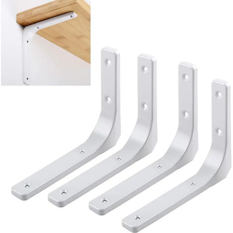 Juego de cuatro piezas para montaje horizontal en pared. Tornillos resistentes en forma de L, tipo libro, 150x120x20 mm. (1/4)