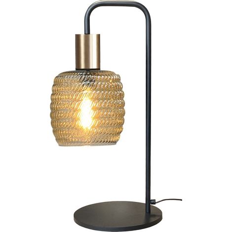 Lampe de table en verre nervuré Bounty noir et or - 4472-05-02-1 (1/3)