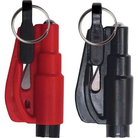 2 Stück Auto-Sicherheitsgurtschneider, Fensterbrecher und Sicherheitsgurtschneider, modernes Unisex-Fensterglas für Erwachsene, Schlüsselanhängerschneider (Pink und Schwarz) (1/5)