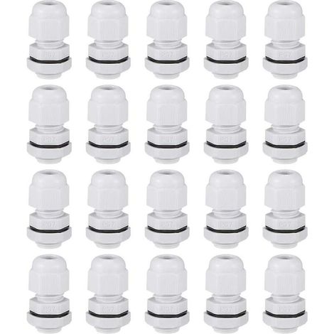 2mm-5mm Pg7 Presse-étoupe Connecteurs de câble étanches Joints de presse-étoupe réglables Paquet de 20, blanc Better (1/4)