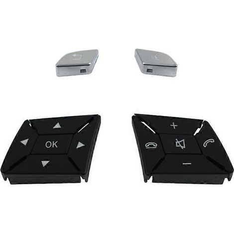 Cache-boutons de commande au volant pour Mercedes Classe C, E et A (W156, W246), couleur argent. Compatible avec W204, W212, W218 et W156.-AquaForge (1/5)