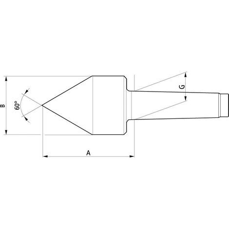 Cône de centrage rotatif, pointu, 60°, Taille : 273, MK 3, A 79,0 mm, B : 56 mm, G : 23,825 mm (1/5)