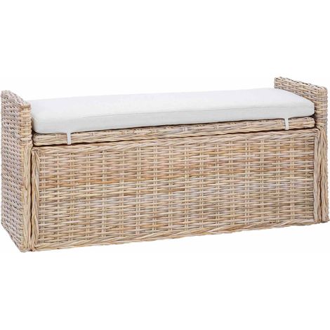 vidaXL Panchina con contenitore GENDT Naturale 110 x 40 x 50 cm Rattan (1/5)