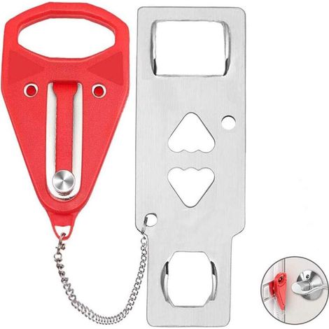 Verrou de porte portable – Sécurité renforcée pour hôtels et locations – Installation rapide sans outil – Épaisseur de porte max 3mm (1/5)