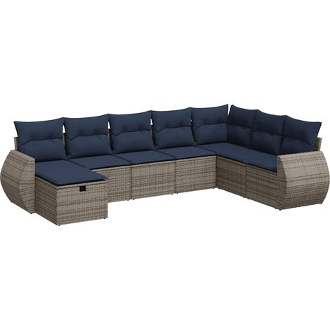 Maison Exclusive - 8-tlg. Garten-Sofagarnitur mit Kissen Grau Pol (1/5)