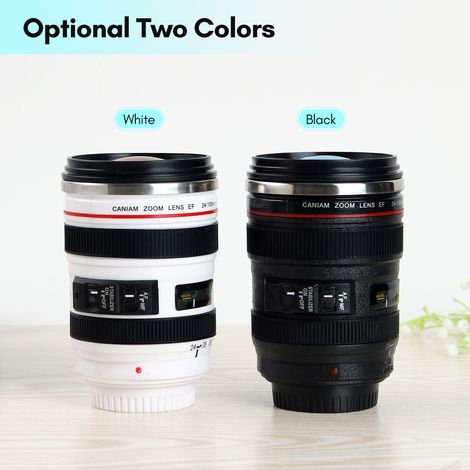 Mug à café en forme d'objectif d'appareil photo, mug photographique, mug étanche en acier inoxydable, gourde de voyage pour photographes, cadeau idéal pour hommes et femmes. (1/5)