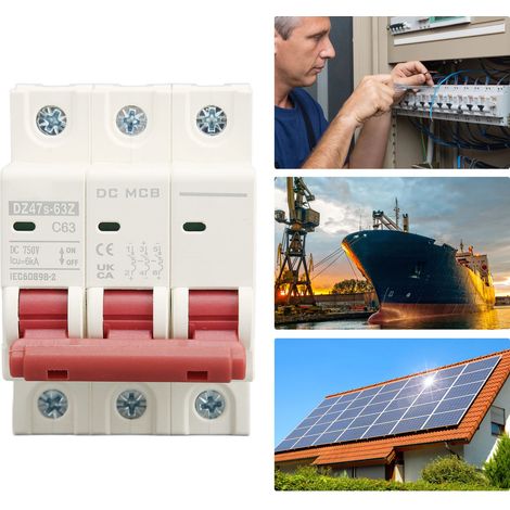 Le nouveau disjoncteur DZ47s-63Z C63 DC 750V 3P DC, disjoncteur miniature 63A pour systèmes photovoltaïques solaires, montage sur rail DIN, capacité de coupure basse tension 6000A. (1/5)