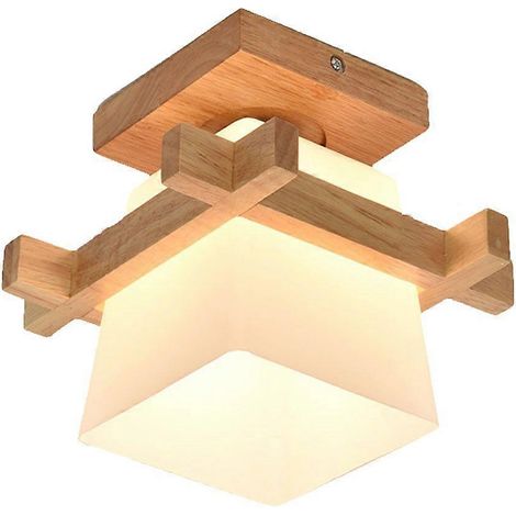 Applique murale en bois de style japonais, plafonnier moderne, décoration intérieure pour chambre ou salon (tête de lampe unique, sans ampoule) (1/4)