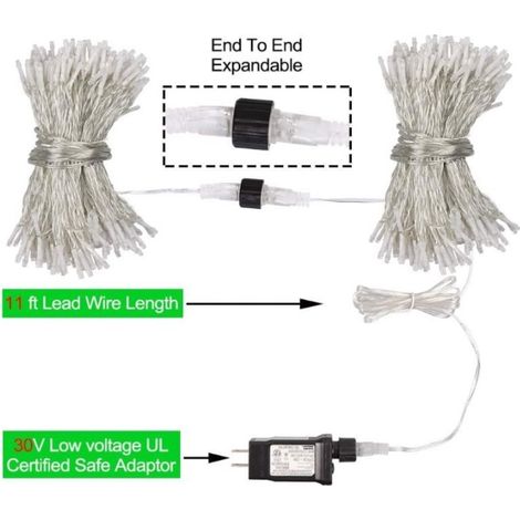 13m 100 lumières LED guirlande d'étoiles lumières de Noël solaires LED pleine étoile rideau lumières fil de cuivre lumières lumières colorées blanc chaud (1/4)