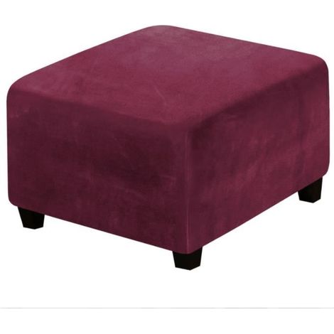 Housse de repose-pieds extensible luxueuse carrée WOVTE, en daim pliable - pour les repose-pieds - vin rouge (1/4)