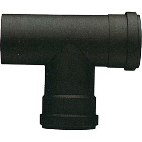 raccordo a T 8 cm 80 mm acciaio attacco FFM stufe a pellet 1,2 mm porcellanato nero (1/2)