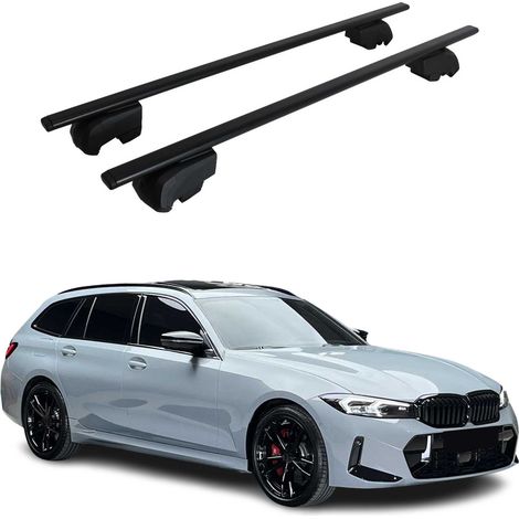 Barres de toit transversales pour bmw serie 3 g21 break 2019 2024 fer noir 2pcs