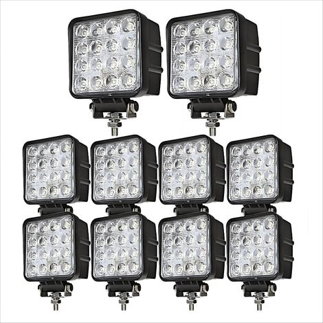 Rampe de Phare de Travail LED 10x48w 12v 24v, 46mm d'épaisseur Carré Projecteurs Lumière Feux Antibrouillard LED 6000k pour Offroad Voiture camions SUV ATV 4x4 Tracteur Bateau (1/5)