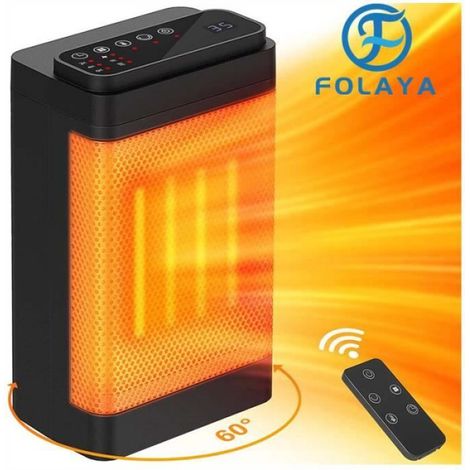 Radiateur Soufflant - 1500 W - Oscillation 60° - Minuterie 12 H - Thermostat Numérique 15-35 °C - Céramique ABS - Télécommande Incluse (1/4)