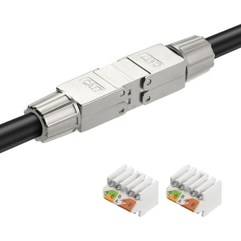 RJ45 Connecteurs, Coupleurs Cat7 Blindés, de Sertissage Sans Outils Cat 6/7, pour l'Extension des Câbles LAN et Installation Ethernet (1/5)