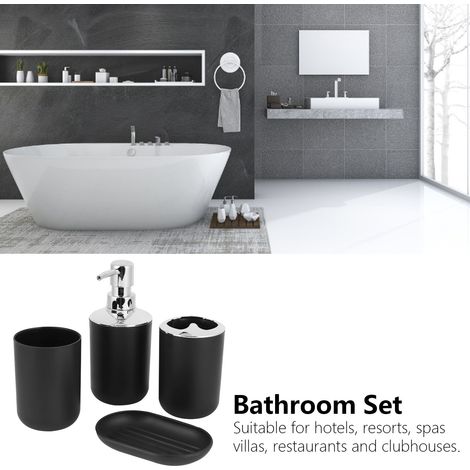 Juego de 4 accesorios de baño de plástico negro para placas eléctricas. (1/5)