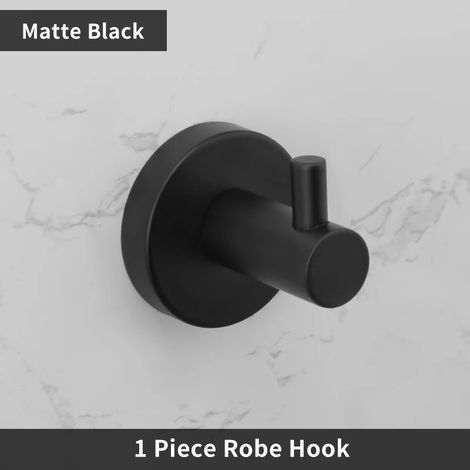 (Crochet simple) Accessoires de salle de bain Porte-serviettes Étagère Barre Porte-rouleau de papier toilette avec couvercle Porte-serviettes à main Crochet pour peignoir Porte-brosse WC Noir (1/5)