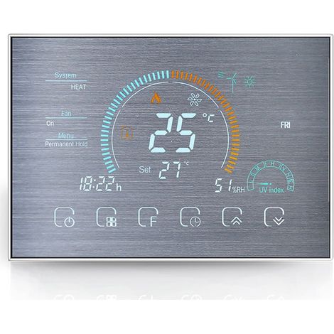Termostato WiFi Beca BAC-8000ELW Fan Coil 240 Volt  Grigio