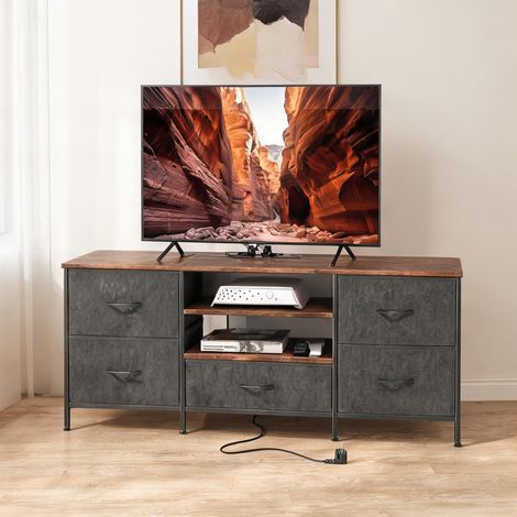 Meuble TV brun Rustique en panneau de particules 140 x 30 x 50 cm (1/5)