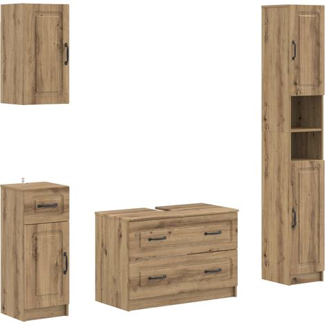 vidaXL Set di Mobili da Bagno da 4 Pezzi UTRECHT Rovere Artigianale (1/5)