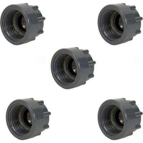 PACK 5   TAPON ROSCA HEMBRA PVC 1  TAPON ROSCA HEMBRA PVC 1 TAPON DE TUBERIA PARA MANGUERA DE ROSCA HEMBRA REDONDA DE PVC PARA JARDIN Y EXTERIORES RESISTENTE A LA CORROSION SELLADOR DE JUNTAS Y