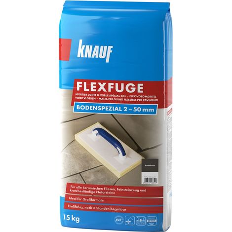 Knauf Fugenmörtel Flexfuge Bodenspezial 2 - 50 mm dunkelbraun 15 kg Fugenmörtel (1/2)