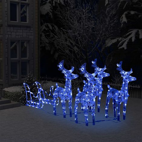 Déco de Noël - Décoration de Noël Rennes et traîneau 280x28x55 cm Acrylique -WYW56010 (1/5)