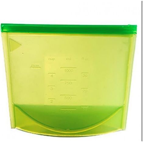 Sac de conservation en silicone - - 1500ml - Sac scellé sous vide - Vert - Rangement alimentaire (1/5)