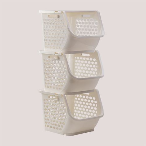 Sklum – Lot de 3 paniers de rangement 72x29,5cm en polypropylène – Résistants pour cuisine et garde-manger – Faciles à nettoyer