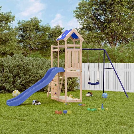 Aire de jeux extérieure : Aire de jeux d'extérieur bois de pin massif jeu extérieur enfant, aire de jeu jardin, balançoire enfant , pour jardin, usage domestique , enfant 3-8 ans (1/5)