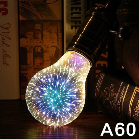 Ampoule LED Effet Feu d'Artifice 3D, 4W E27 Lumière Colorée Vintage, Décoration Intérieure Éclairage Festif