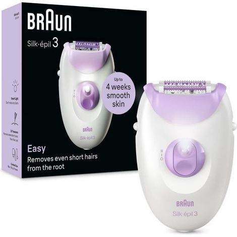 Braun – Épilateur électrique femme 20 pinces – MicroGrip pour épilation efficace – 2 vitesses – Alimentation secteur – Violet (1/5)