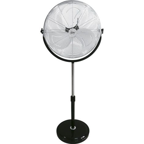Ventilatore industriale da terra con base circolare cromo nero potenza 120w pale ø50cm altezza regolabile 118-148cm EDM