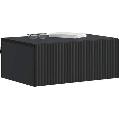 Maison Exclusive - Mobiletto da notte a muro con cassetto Nero 49 x 34,5 x 20 cm