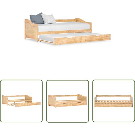 The Living Store Cadre de lit extensible sans matelas bois de pin 90x200 cm - Canapé Lit - Lit Convertible - Lit Invité - Meubles Chambre - Mobilier Salle Séjour (1/5)