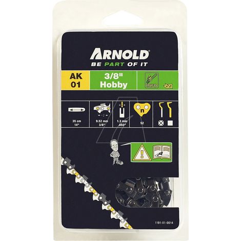 ARNOLD Chaîne de tronçonneuse 3/8", 1,3 mm - 52 maillons d’entraîneurs - gouges demi-rondes