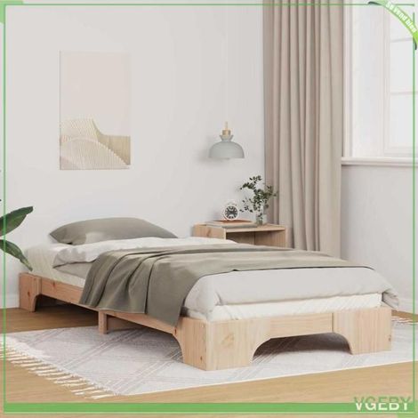 Cadre de lit - ABI - Marron - Pin massif - 80 x 210 cm - 1 place (1/5)