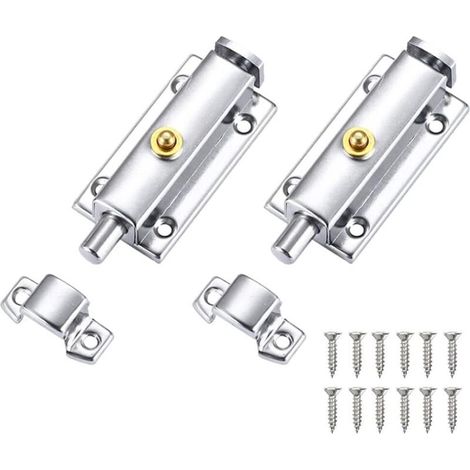 Pcs Stainless Steel Door Lock Door Latches, Automatic Locking Latch Gate Bolt Security Lock Knob Lock