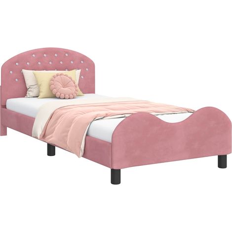 Children's Bed Frame with Headboard Pink 80 x 200 cm Velvet vidaXL