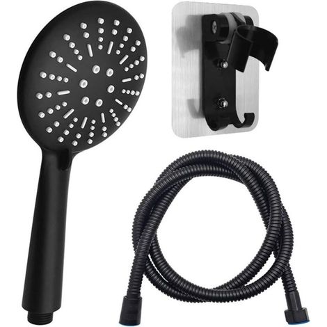 Pommeau de douche noir Douchette main avec tuyau de 1,5 m et support de douchette 3 types de jets Pommeau de douche conomie d\'eau Pomme de douche multifonctionnelle (1/5)